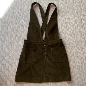 Free people pinafor dress suede green